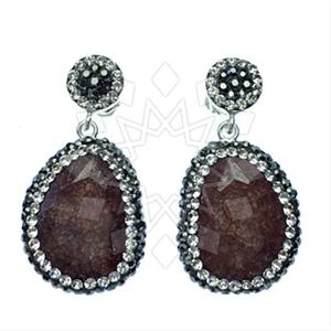 925 Sterling Silver Gem and Crystals Single Drop Earrings
