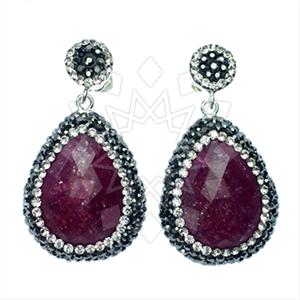 925 Sterling Silver Gem and Crystals Single Drop Earrings