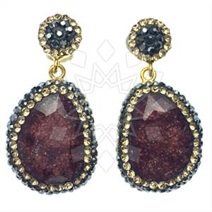 925 Sterling Silver Gem and Crystals Single Drop Earrings