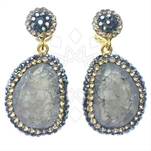 925 Sterling Silver Gem and Crystals Single Drop Earrings