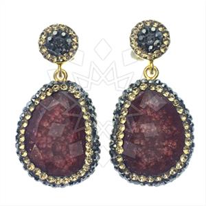 925 Sterling Silver Gem and Crystals Single Drop Earrings