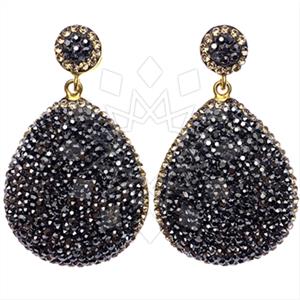 925 Sterling Silver Gem and Crystals Single Drop Earrings