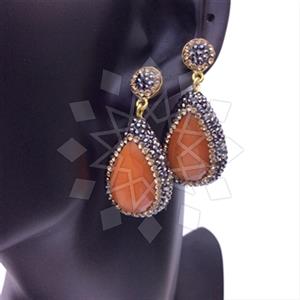 925 Sterling Silver Gem and Crystals Single Drop Earrings