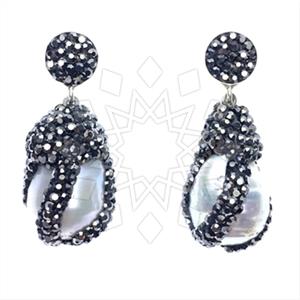 925 Sterling Silver Gem and Crystals Single Drop Earrings