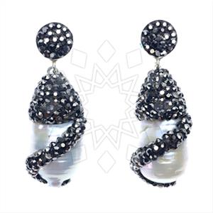 925 Sterling Silver Gem and Crystals Single Drop Earrings