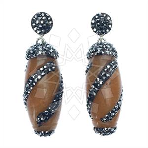 925 Sterling Silver Gem and Crystals Single Drop Earrings