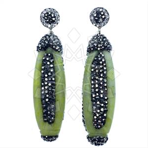 925 Sterling Silver Gem and Crystals Single Drop Earrings