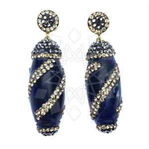 925 Sterling Silver Gem and Crystals Single Drop Earrings