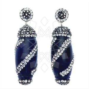 925 Sterling Silver Gem and Crystals Single Drop Earrings