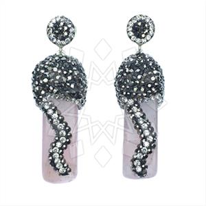 925 Sterling Silver Gem and Crystals Single Drop Earrings