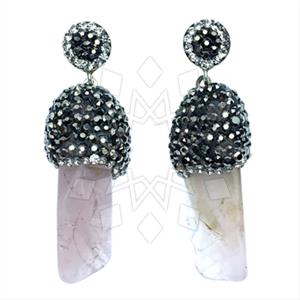 925 Sterling Silver Gem and Crystals Single Drop Earrings