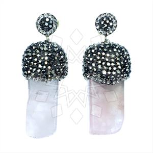 925 Sterling Silver Gem and Crystals Single Drop Earrings