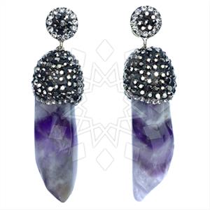 925 Sterling Silver Gem and Crystals Single Drop Earrings