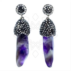 925 Sterling Silver Gem and Crystals Single Drop Earrings