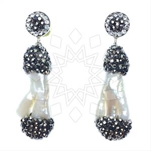 925 Sterling Silver Gem and Crystals Single Drop Earrings