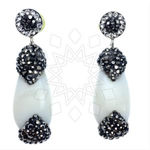 925 Sterling Silver Gem and Crystals Single Drop Earrings