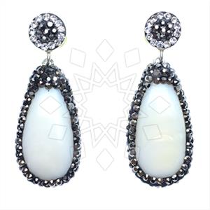 925 Sterling Silver Gem and Crystals Single Drop Earrings