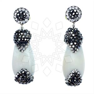 925 Sterling Silver Gem and Crystals Single Drop Earrings
