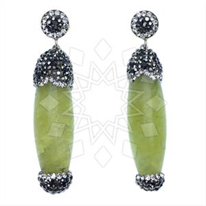 925 Sterling Silver Gem and Crystals Single Drop Earrings