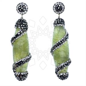 925 Sterling Silver Gem and Crystals Single Drop Earrings
