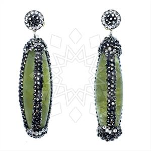 925 Sterling Silver Gem and Crystals Single Drop Earrings