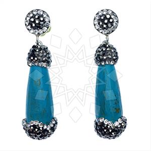 925 Sterling Silver Gem and Crystals Single Drop Earrings