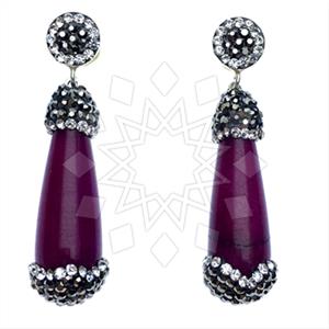 925 Sterling Silver Gem and Crystals Single Drop Earrings
