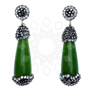 925 Sterling Silver Gem and Crystals Single Drop Earrings