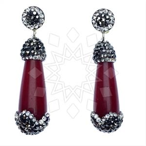 925 Sterling Silver Gem and Crystals Single Drop Earrings