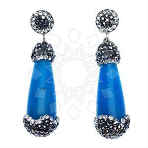 925 Sterling Silver Gem and Crystals Single Drop Earrings