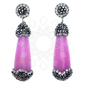 925 Sterling Silver Gem and Crystals Single Drop Earrings