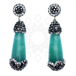925 Sterling Silver Gem and Crystals Single Drop Earrings