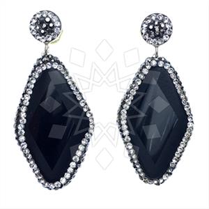 925 Sterling Silver Gem and Crystals Single Drop Earrings