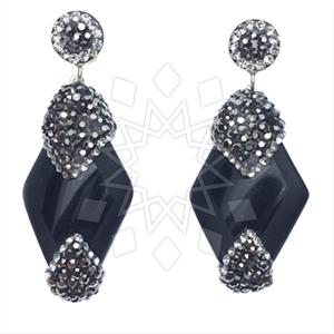 925 Sterling Silver Gem and Crystals Single Drop Earrings