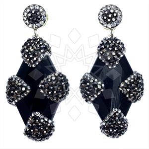 925 Sterling Silver Gem and Crystals Single Drop Earrings