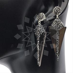 925 Sterling Silver Gem and Crystals Single Drop Earrings