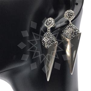 925 Sterling Silver Gem and Crystals Single Drop Earrings