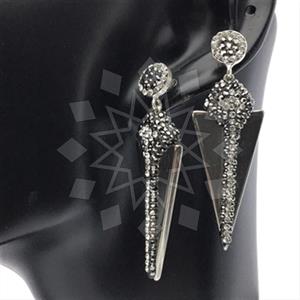 925 Sterling Silver Gem and Crystals Single Drop Earrings
