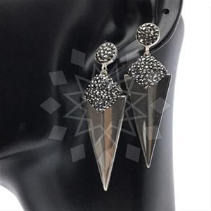 925 Sterling Silver Gem and Crystals Single Drop Earrings