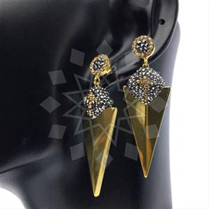 925 Sterling Silver Gem and Crystals Single Drop Earrings