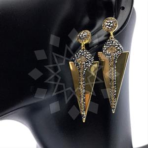 925 Sterling Silver Gem and Crystals Single Drop Earrings