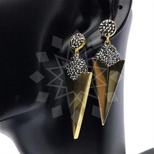 925 Sterling Silver Gem and Crystals Single Drop Earrings