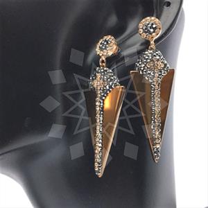 925 Sterling Silver Gem and Crystals Single Drop Earrings