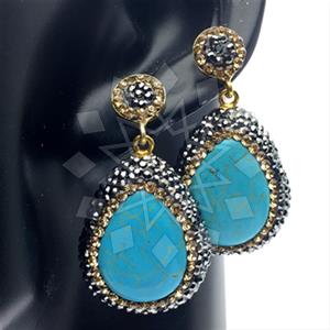 925 Sterling Silver Gem and Crystals Single Drop Earrings