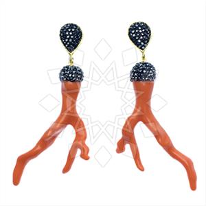 925 Sterling Silver Semi Precious Gems and Crystal  Single Drop Earrings