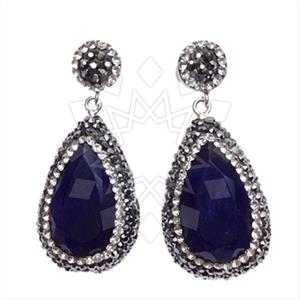 925 Sterling Silver Gem and Crystals Single Drop Earrings