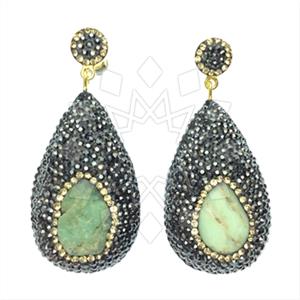 925 Sterling Silver Gem and Crystals Single Drop Earrings