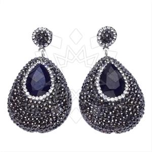 925 Sterling Silver Gem and Crystals Single Drop Earrings