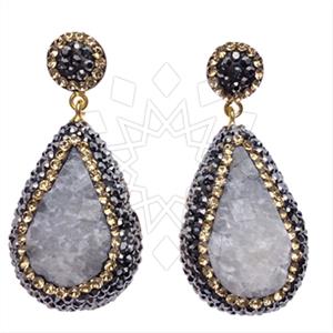 925 Sterling Silver Gem and Crystals Single Drop Earrings