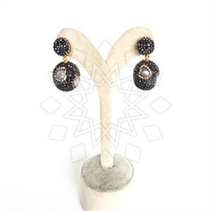 925 Sterling Silver Semi Precious Gems and Crystal  Single Drop Earrings